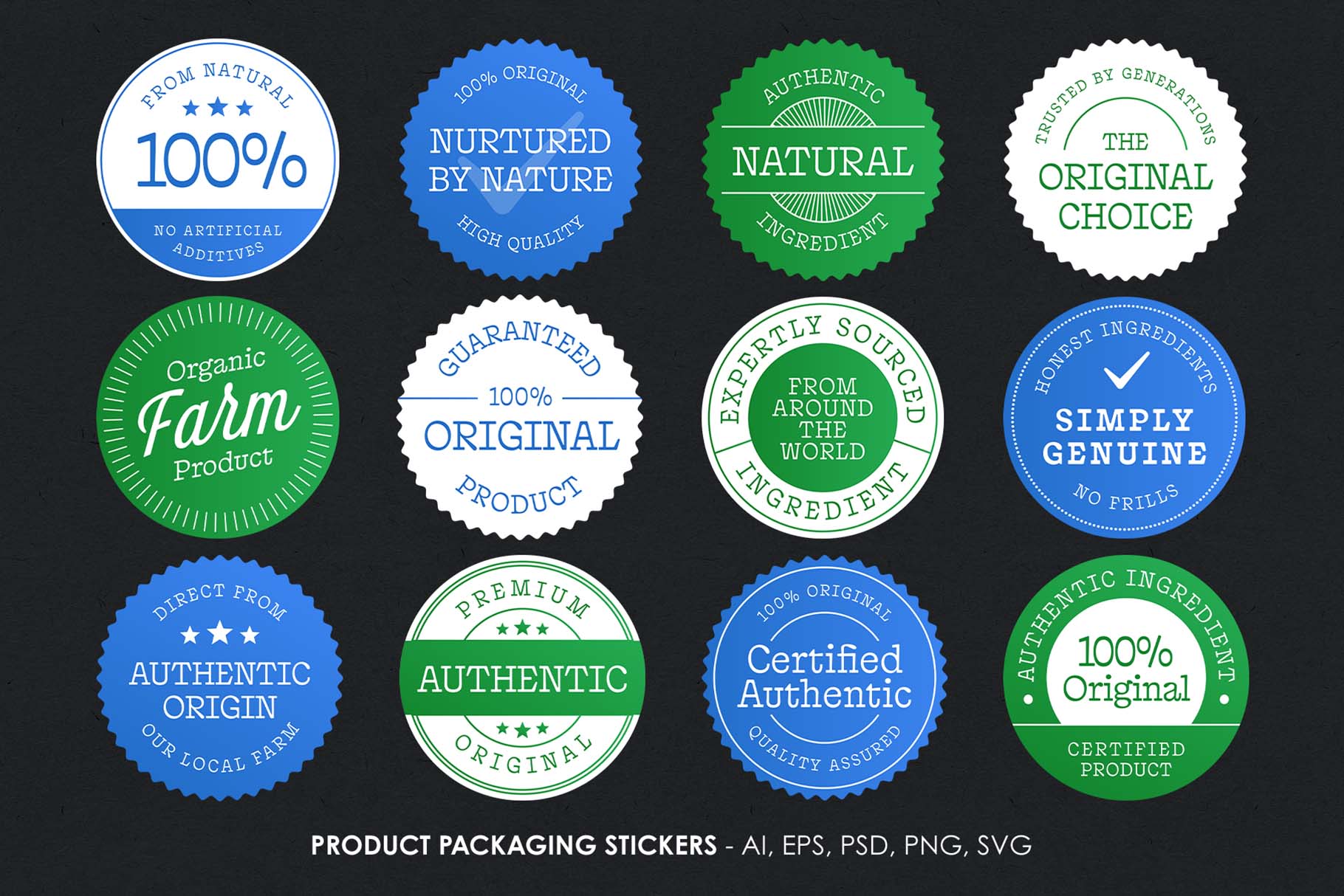 Product Packaging Sticker Set in PNG, AI, PSD, EPS and SVG