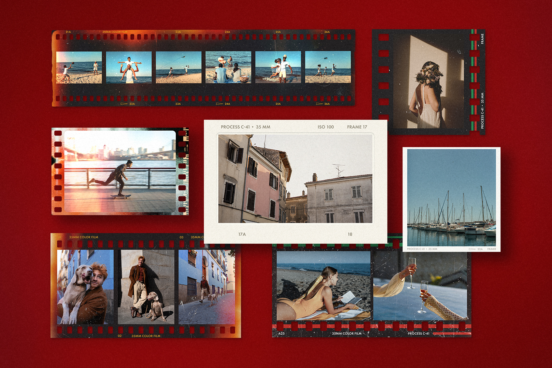 Vintage Film Strip Frame Overlay Template in PNG and PSD