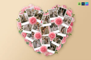 Heart Photo Collage Template AF Canva PSD