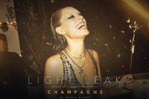 Golden Light Leak Photo Effect Template in PSD