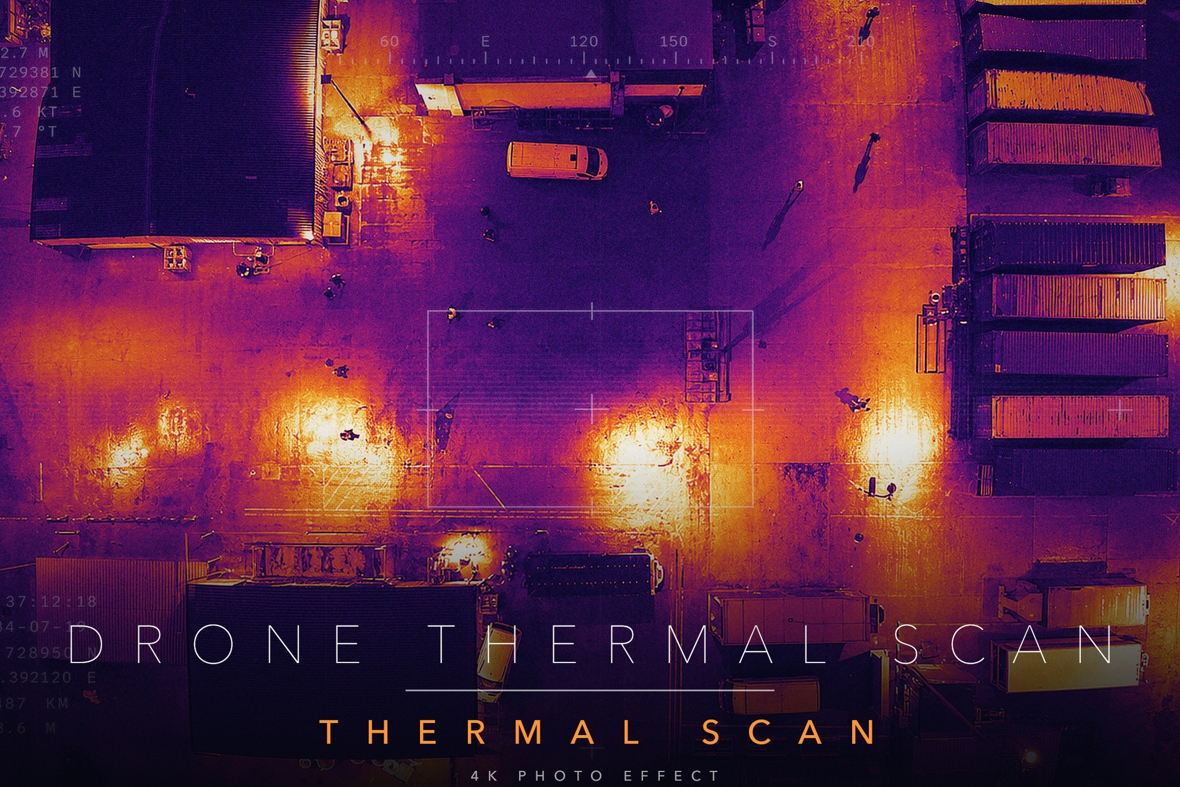 Thermal Drone Photo Effect Template in PSD