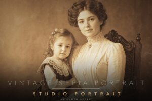 Vintage Sepia Photo Effect Template in PSD