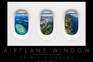 Airplane Window Photo Mockup in PSD