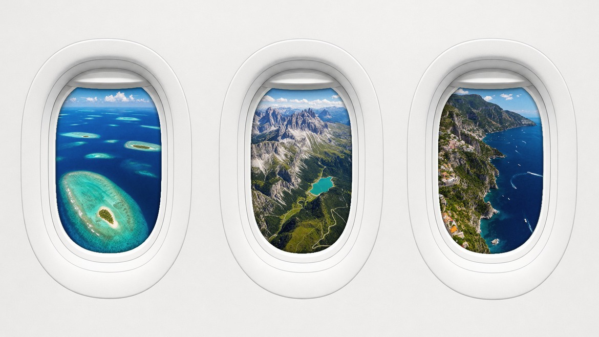 Airplane Window Photo Mockup in PSD