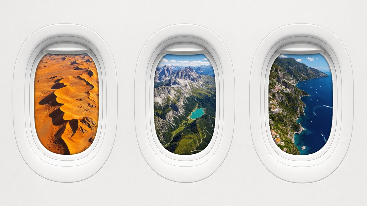 Airplane Window Photo Mockup in PSD