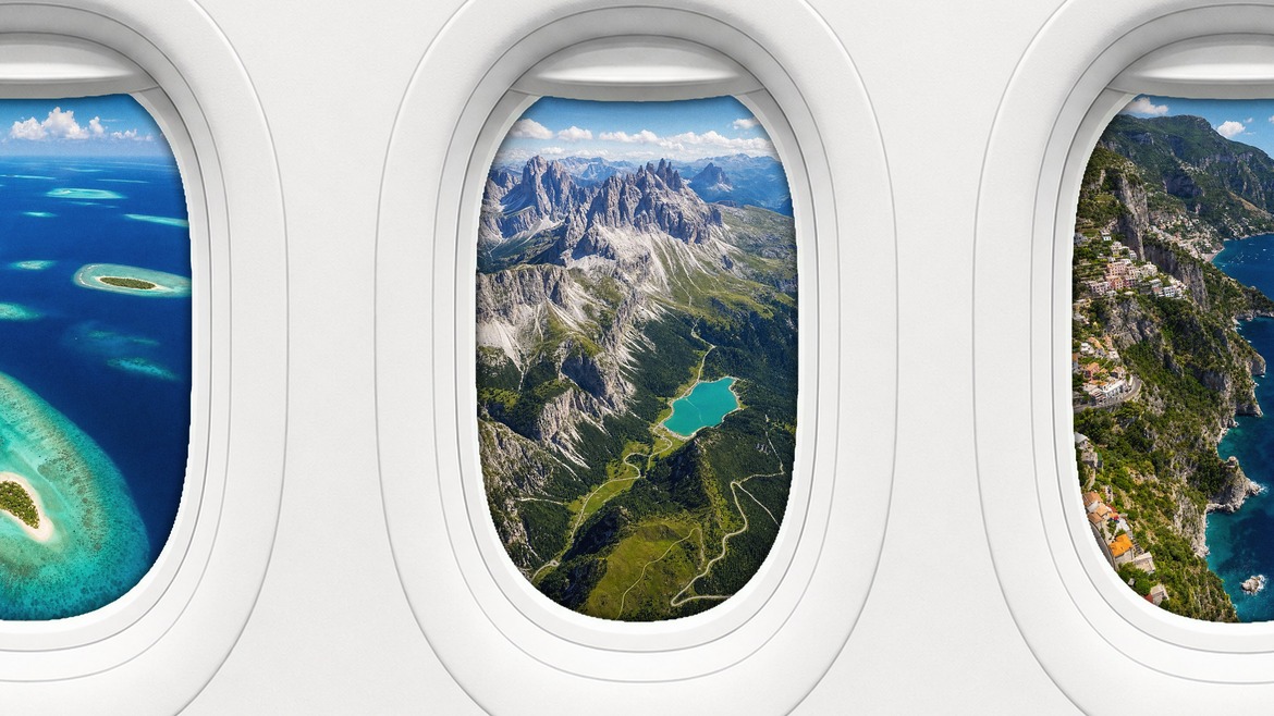 Airplane Window Photo Mockup in PSD