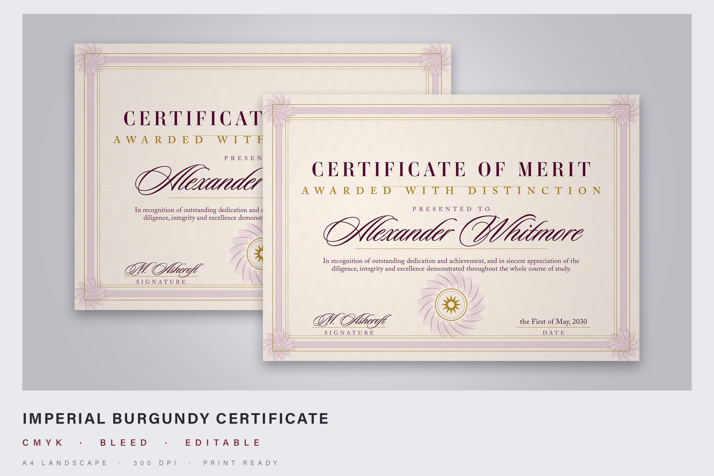 Burgundy Award Certificate Template - DesignerCandies