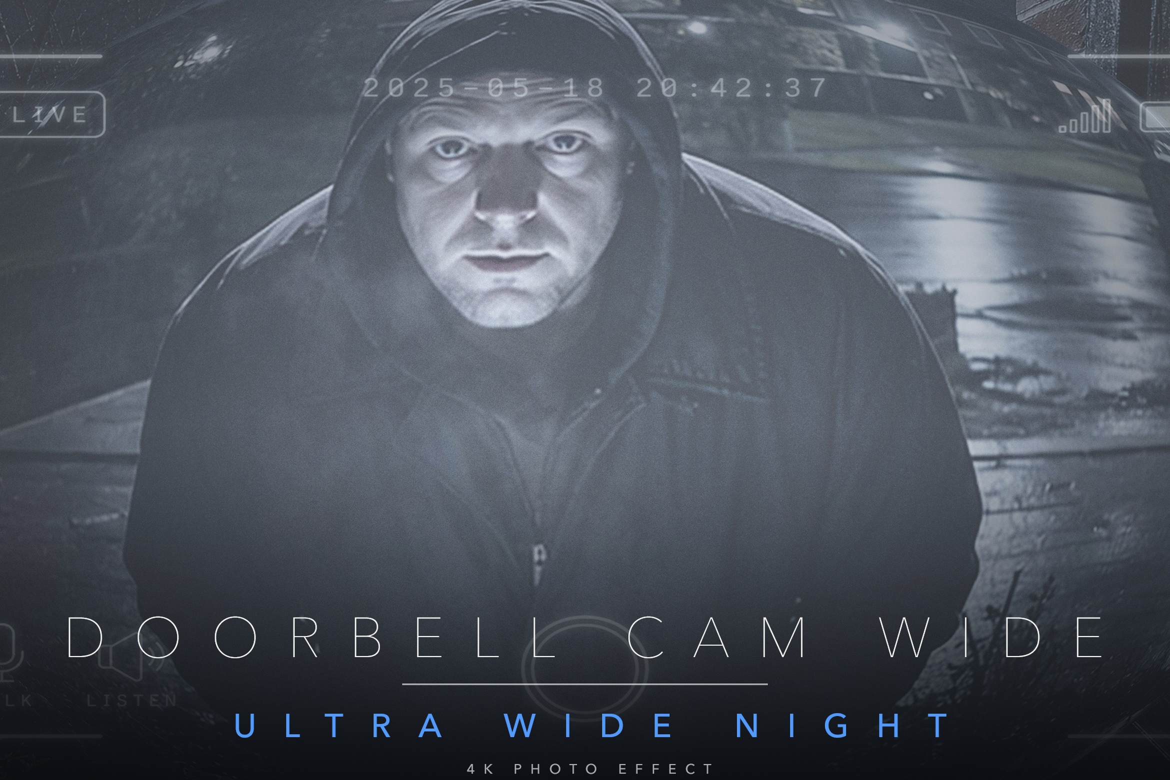 Doorbell Security Camera Photo Effect Template in PSD