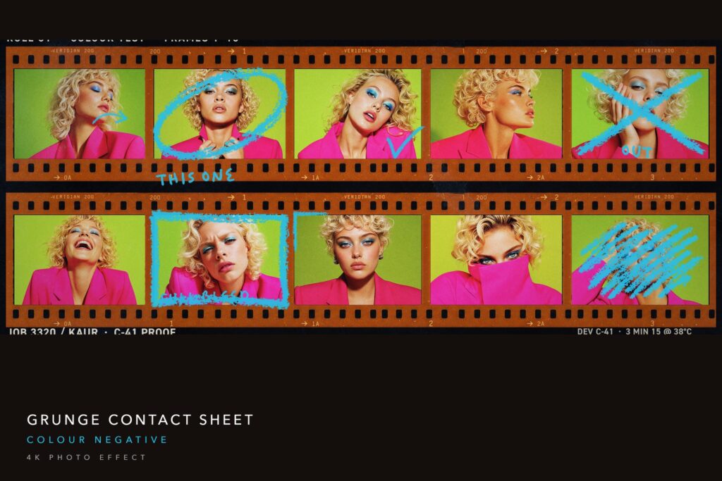 Filmstrip Contact Sheet Photo Collage Template in PSD