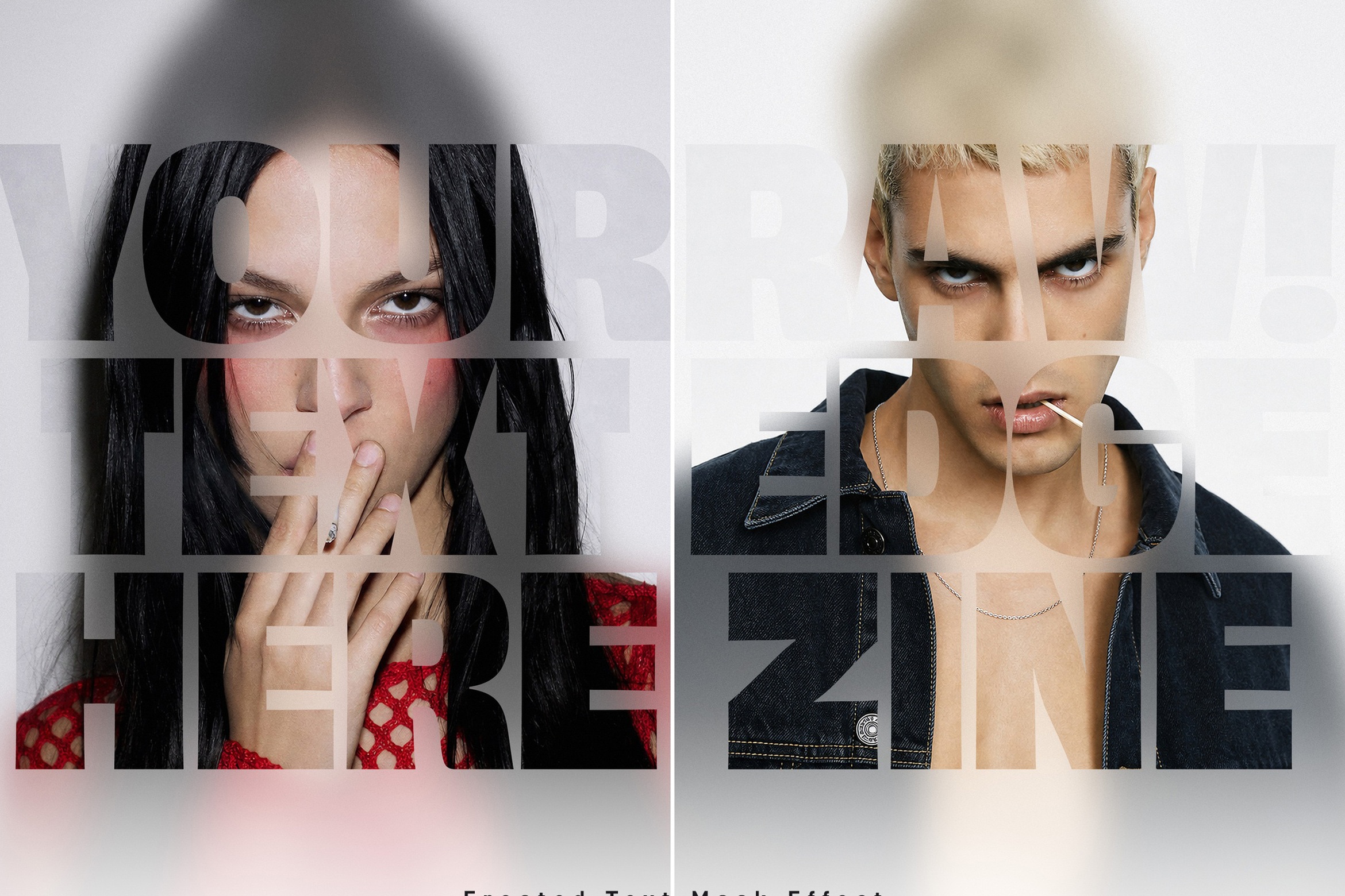 Frosted Text Mask Photo Effect Template in PSD