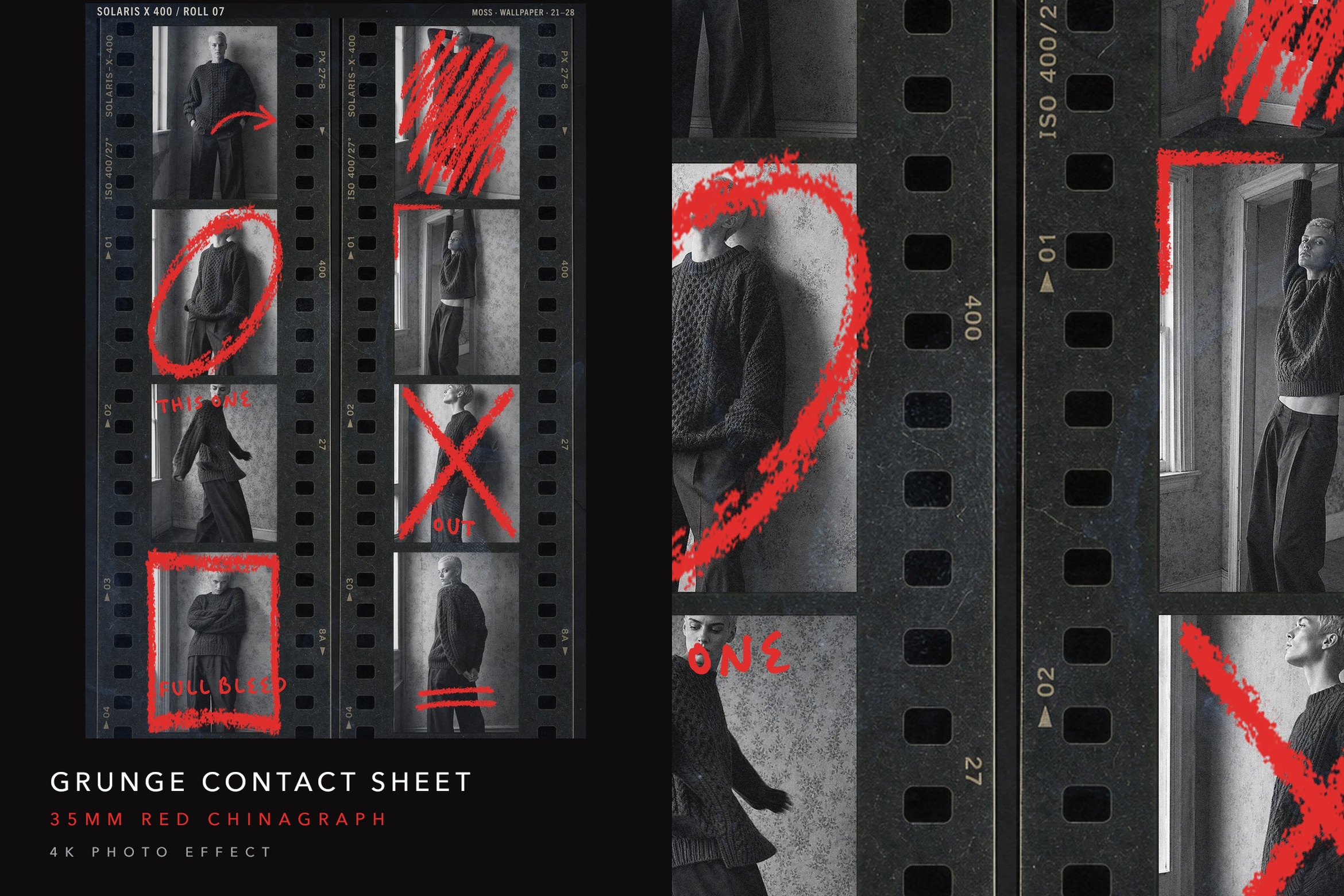 Grunge Contact Sheet Photo Effect Template in PSD