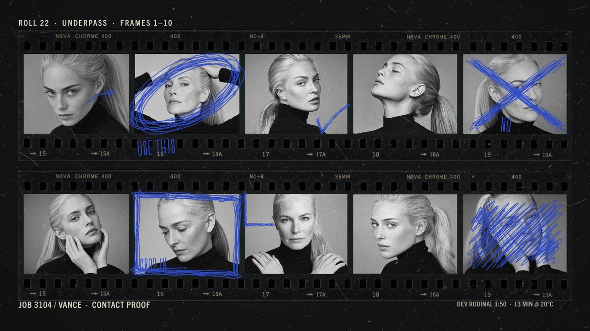 Grunge Contact Sheet Film Strip Photo Template in PSD
