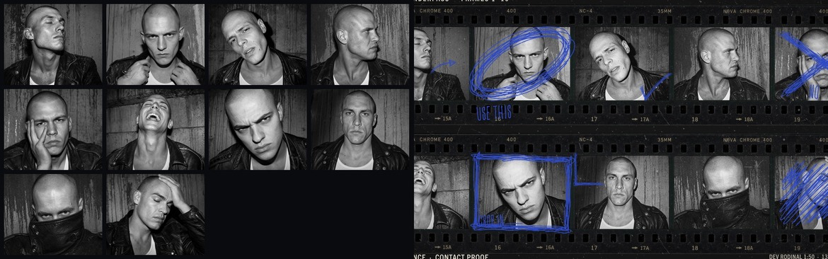 Grunge Contact Sheet Film Strip Photo Template in PSD