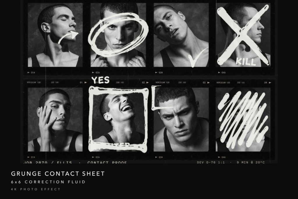 Grunge Contact Sheet Photo Effect Template in PSD