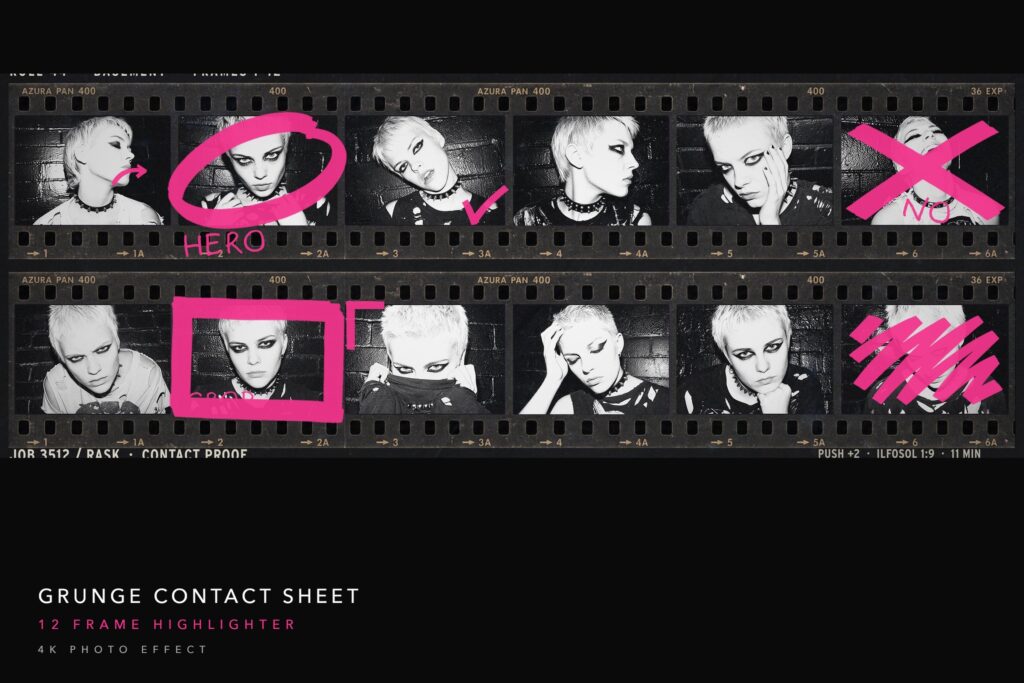 Grunge Contact Sheet Photo Effect Template in PSD