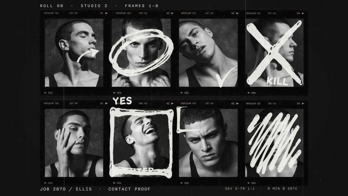 Grunge Contact Sheet Photo Effect Template in PSD
