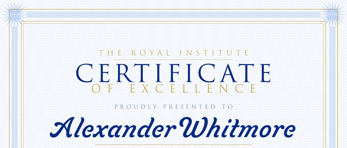 Navy and Gold Certificate Template in PSD