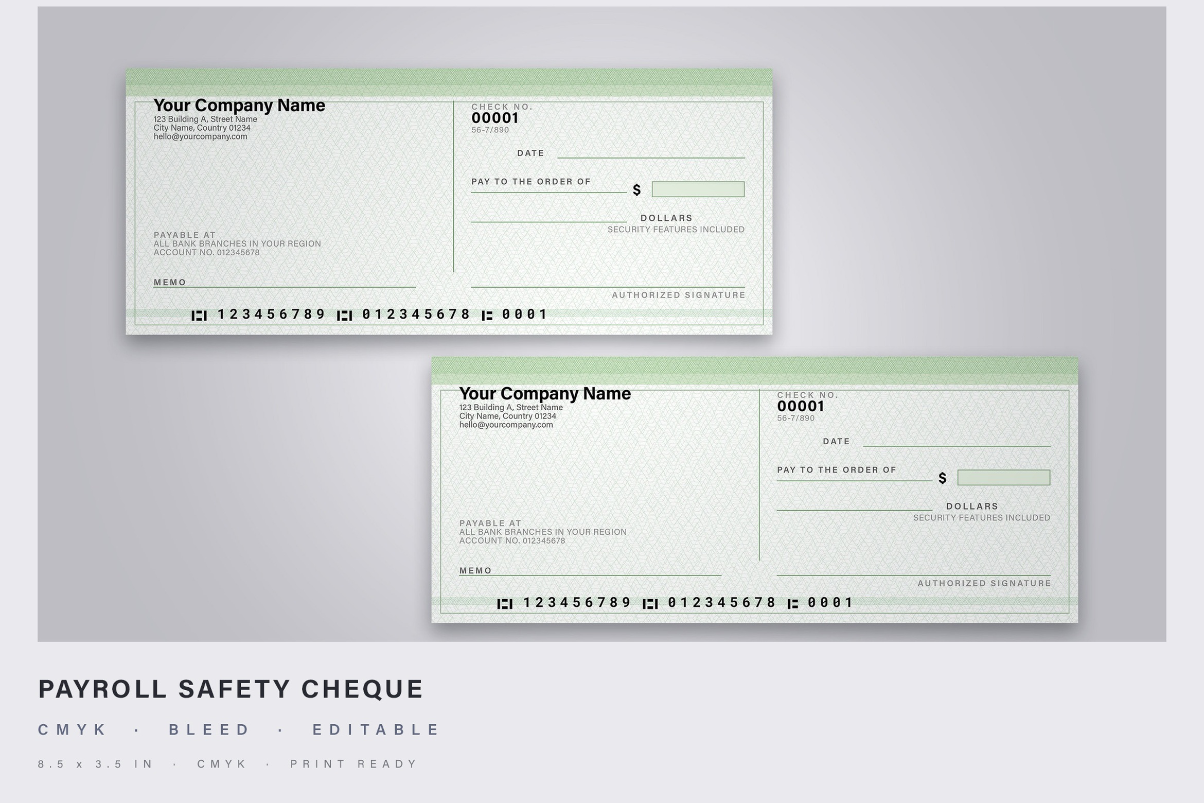 Payroll Check Template in PSD