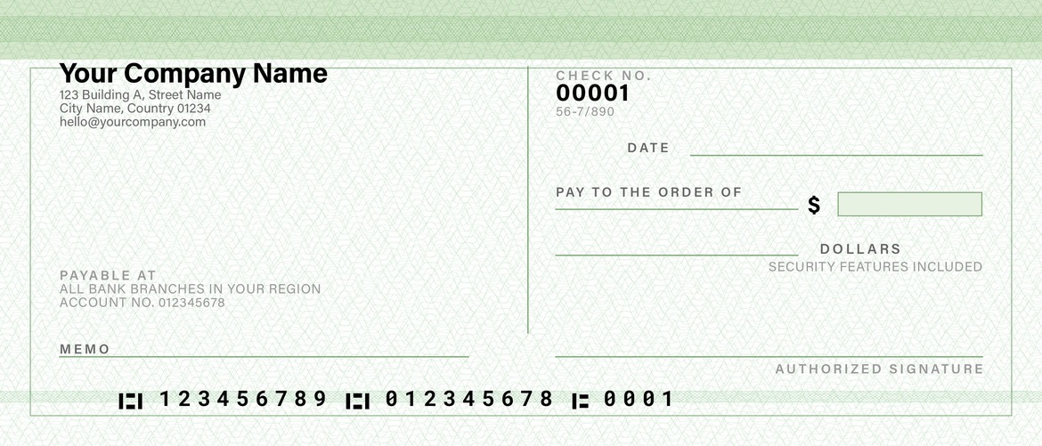 Payroll Check Template in PSD