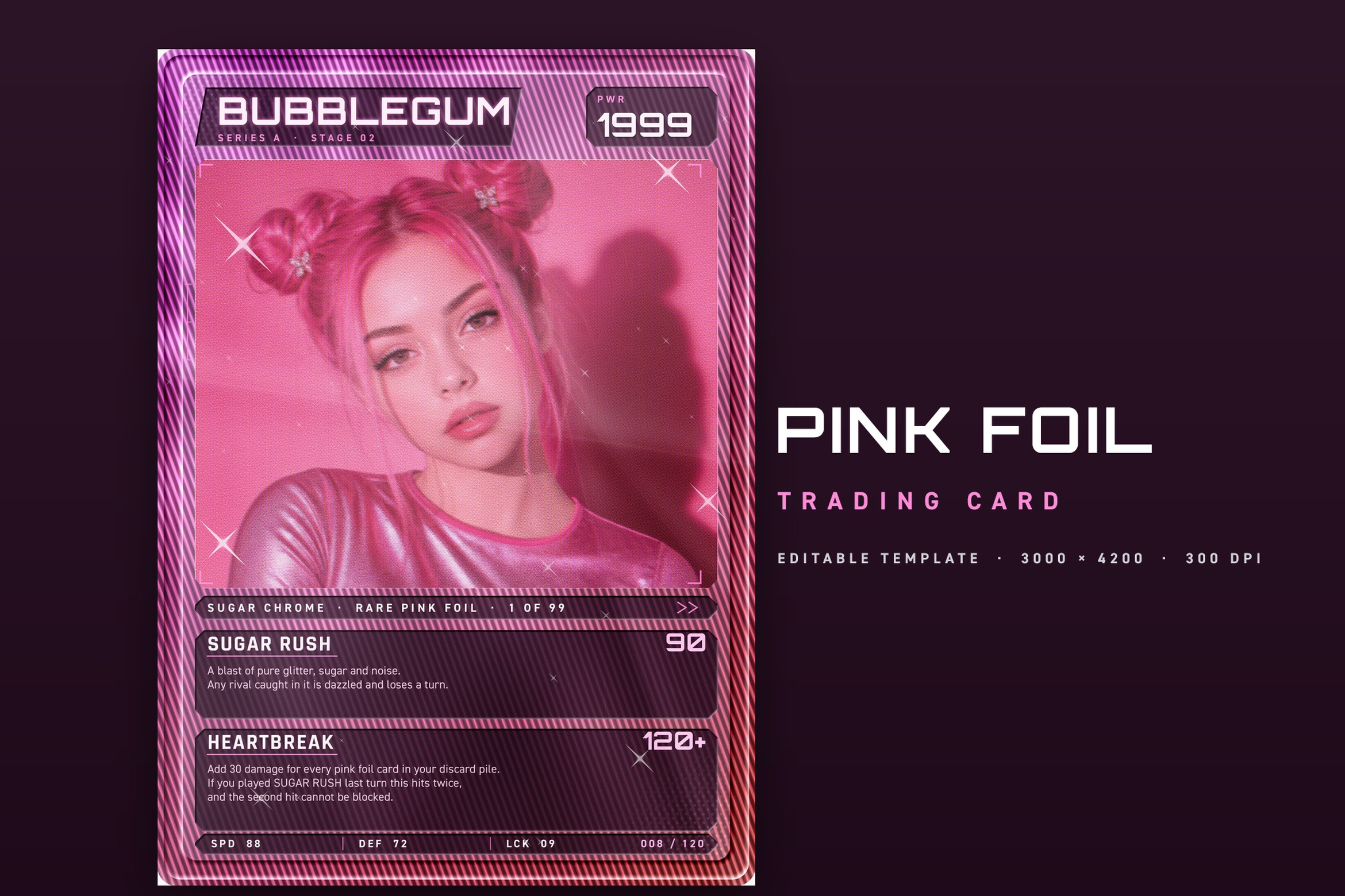 Pink Foil Trading Card Template in PSD