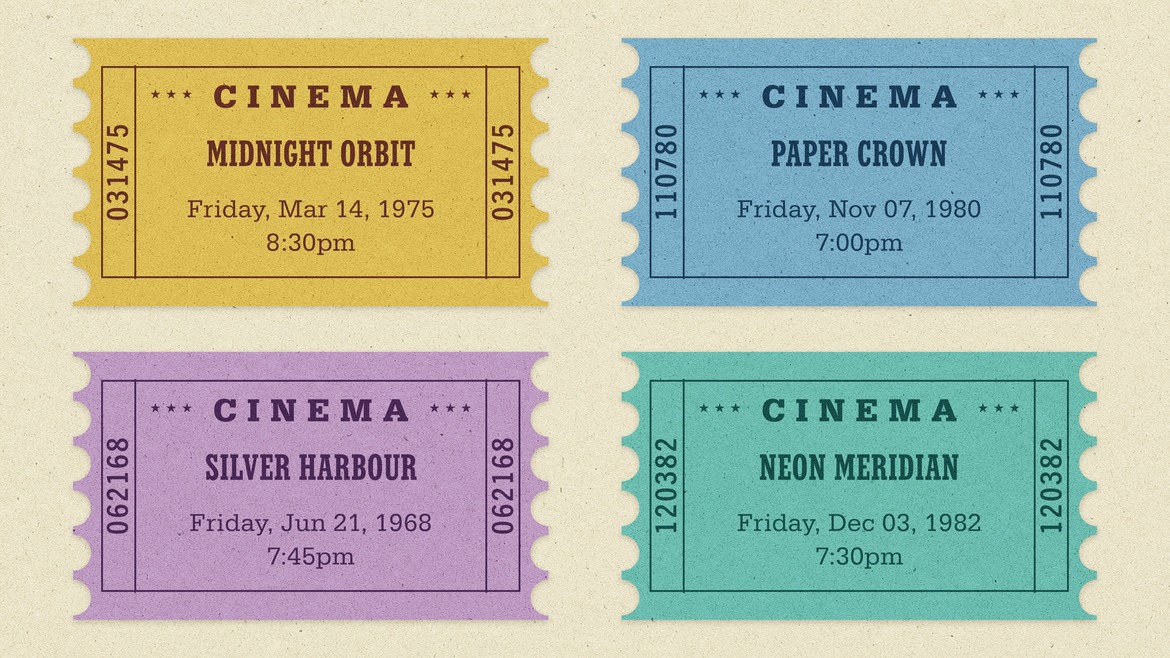 Retro Cinema Ticket Template Set in PSD