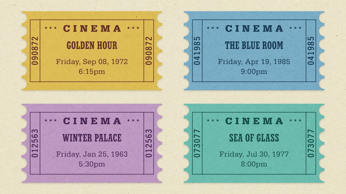 Retro Cinema Ticket Template Set in PSD