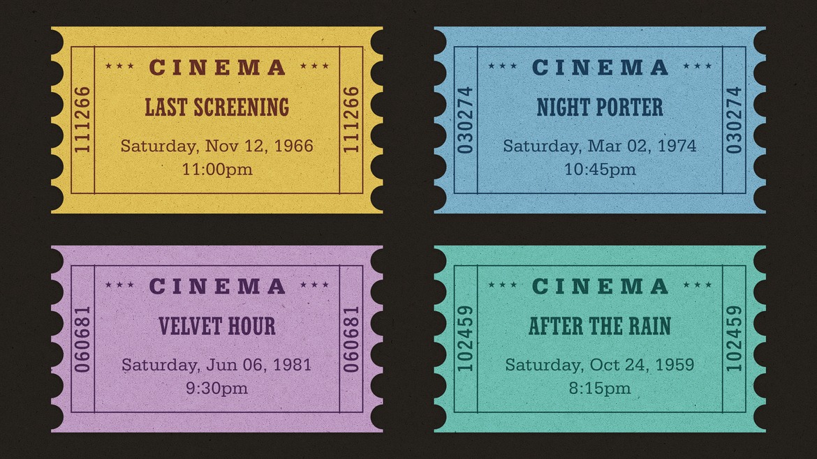 Retro Cinema Ticket Template Set in PSD