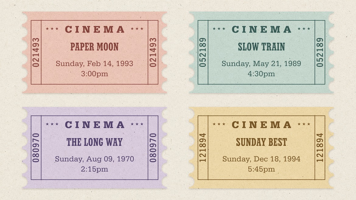 Retro Cinema Ticket Template Set in PSD