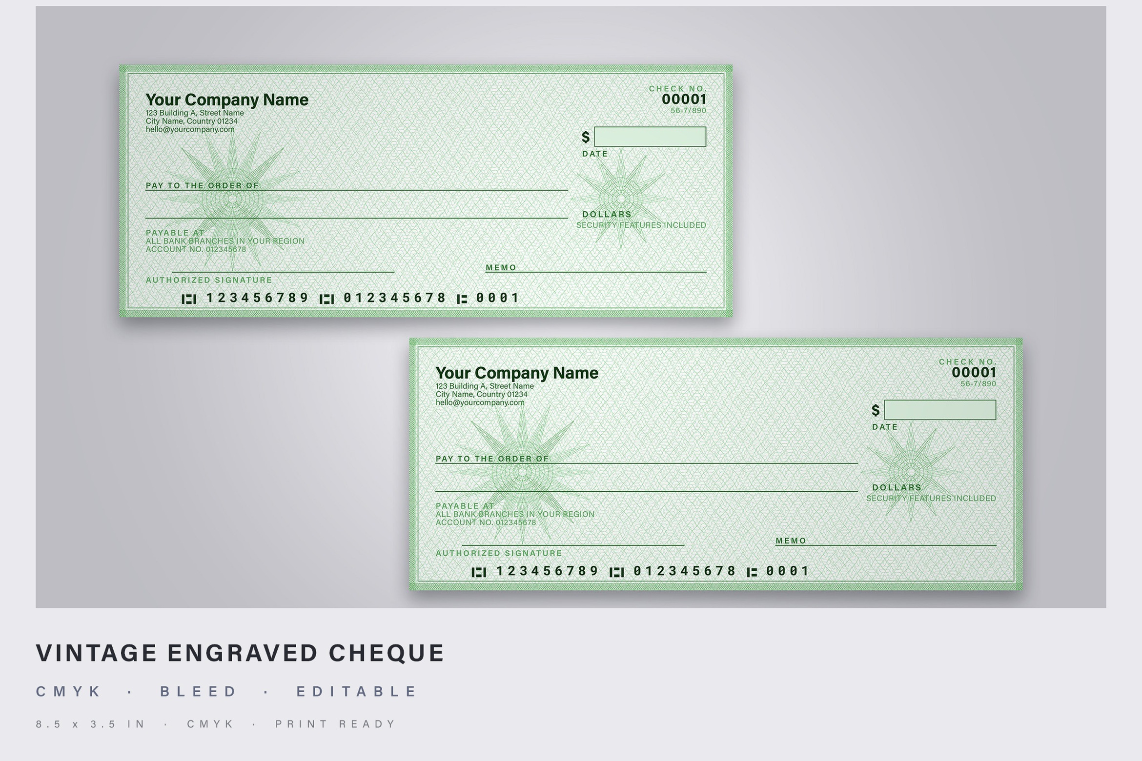 Vintage Bank Check Template in PSD