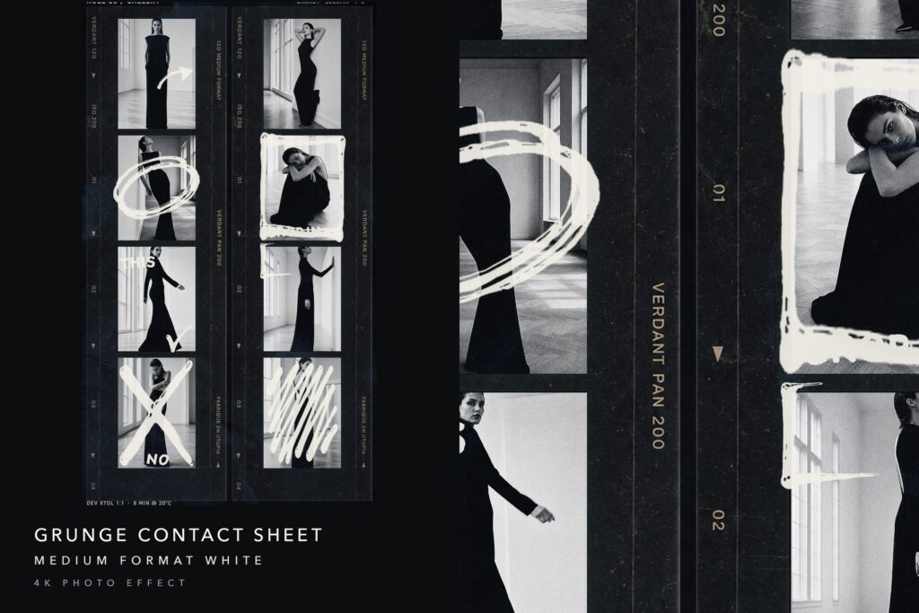 Film Strip Contact Sheet Photo Collage Template in PSD