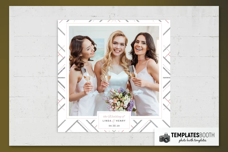 Free Modern Wedding photo booth template: square wedding print with one photo and bottom text