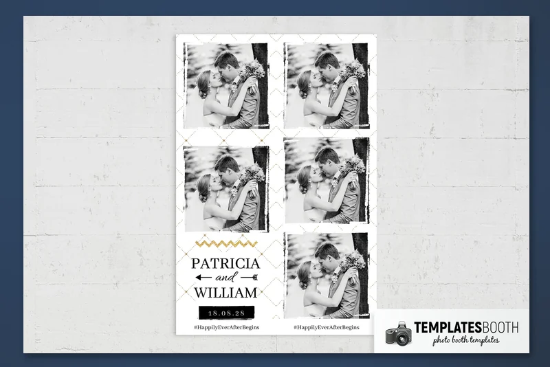 Free Wedding Photo Booth Template v2 photo booth template: portrait print with five photos and wedding names