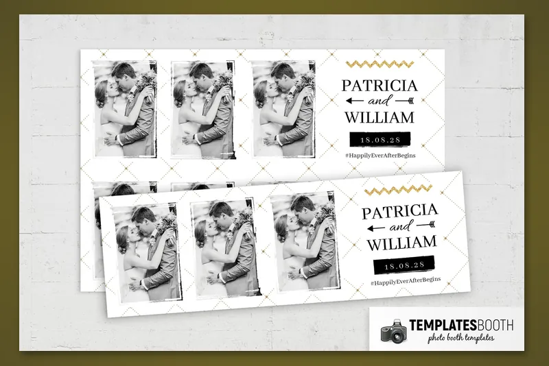 Free Wedding Photo Booth Template v2 photo booth template: overlapping horizontal strips with three photos