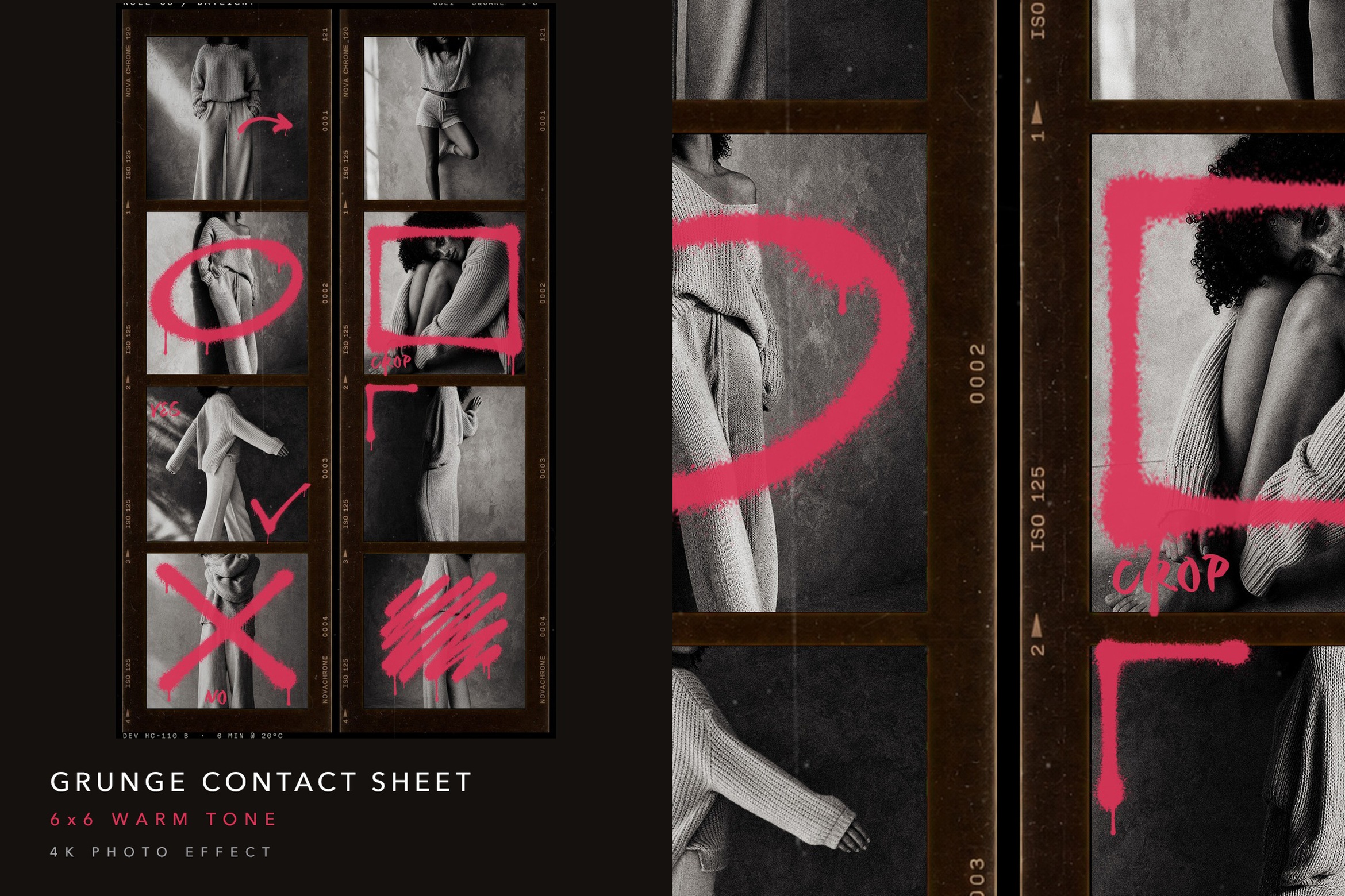Grunge Contact Sheet Photo Effect Template in PSD