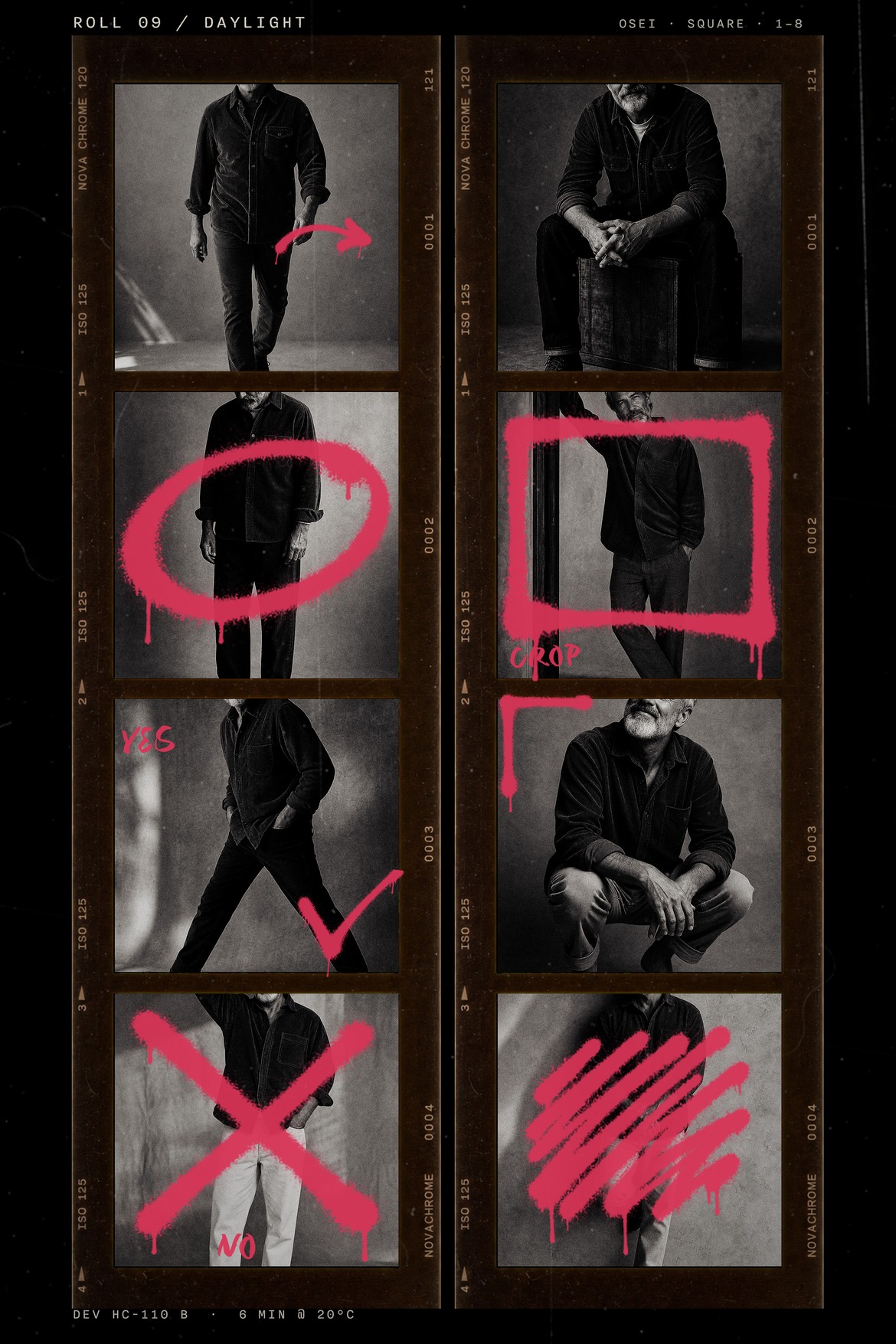Grunge Contact Sheet Photo Effect Template in PSD
