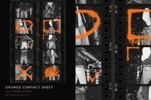 Grunge Film Strip Contact Sheet Template in PSD