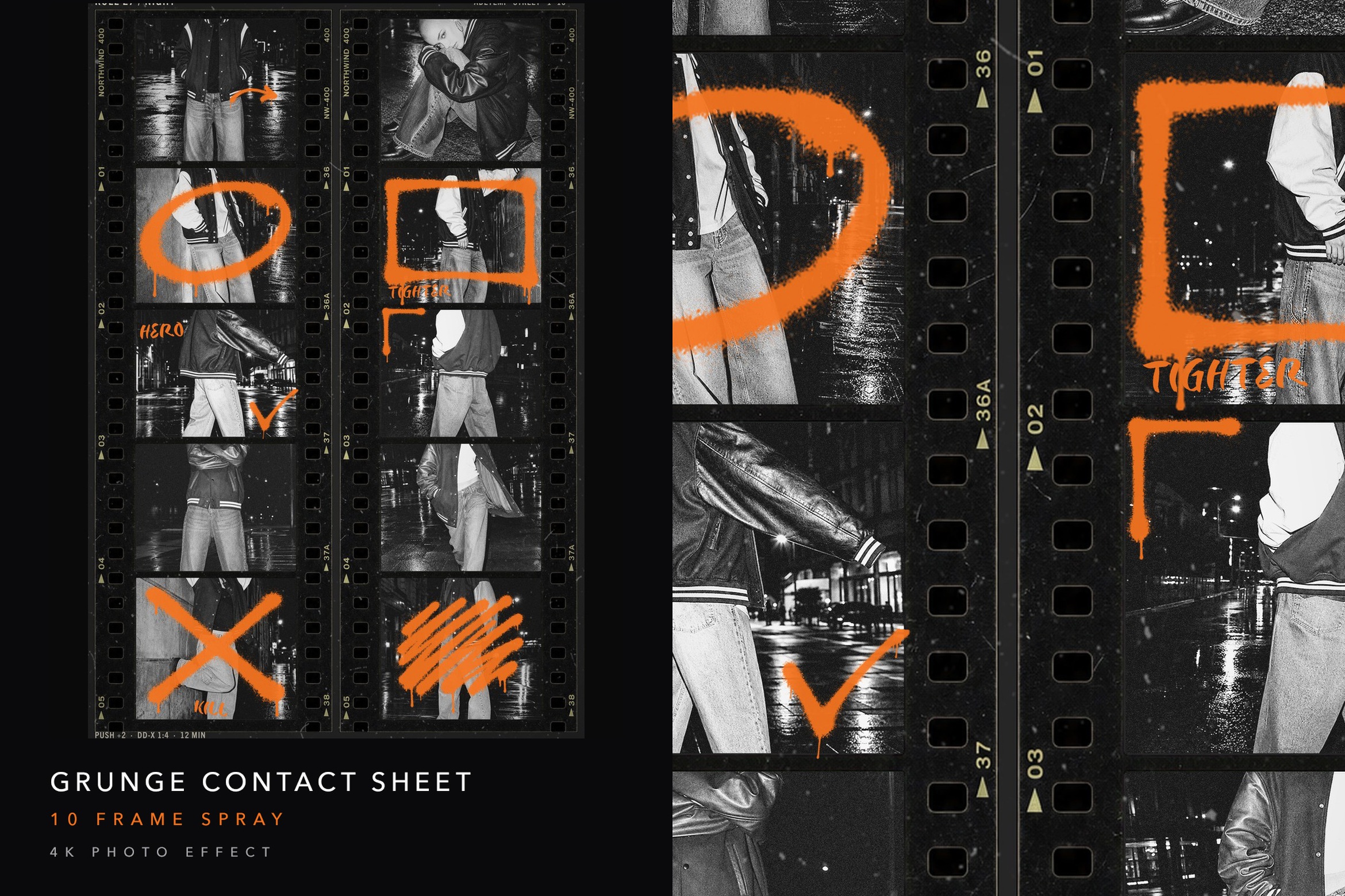Grunge Film Strip Contact Sheet Template in PSD