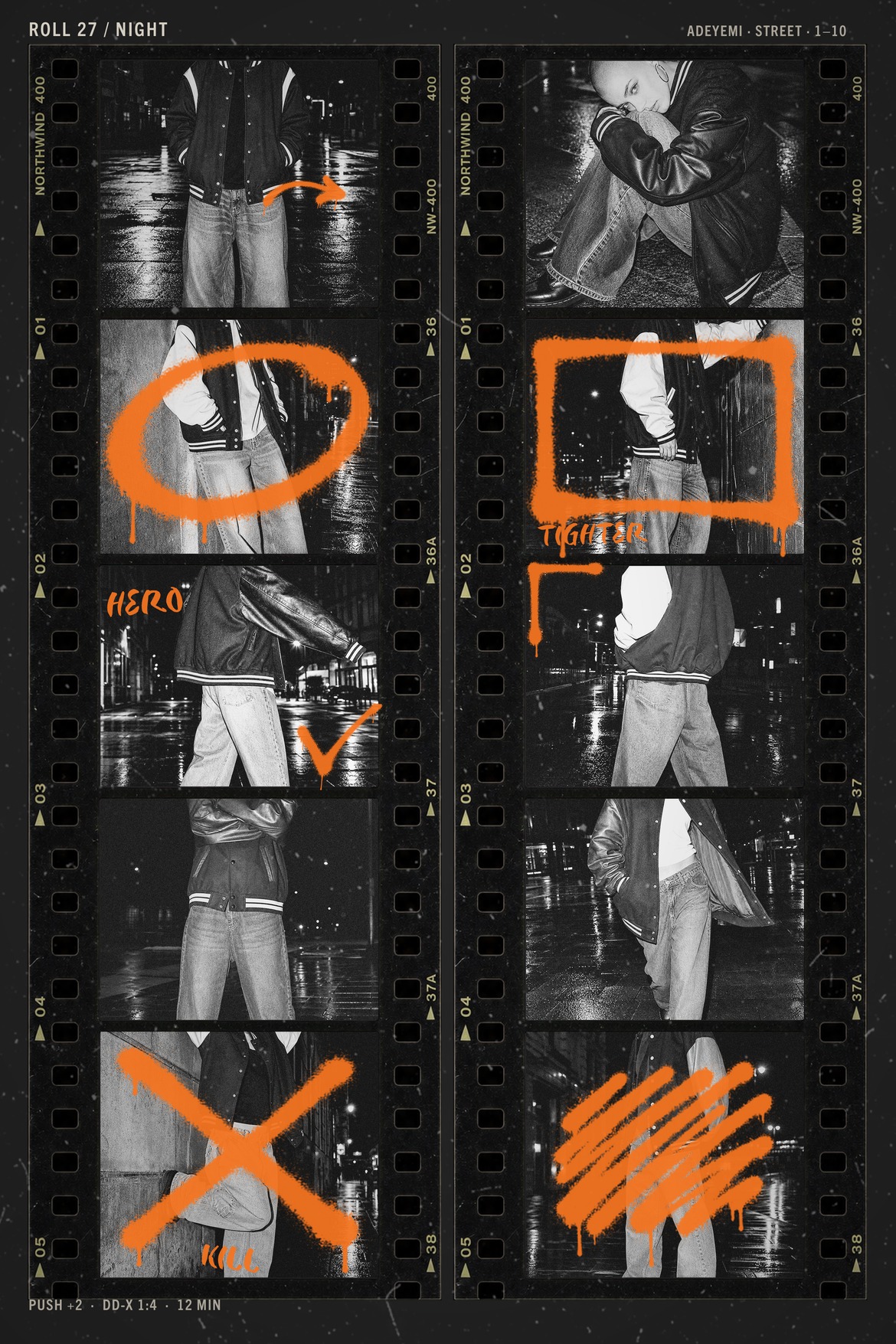 Grunge Film Strip Contact Sheet Template in PSD