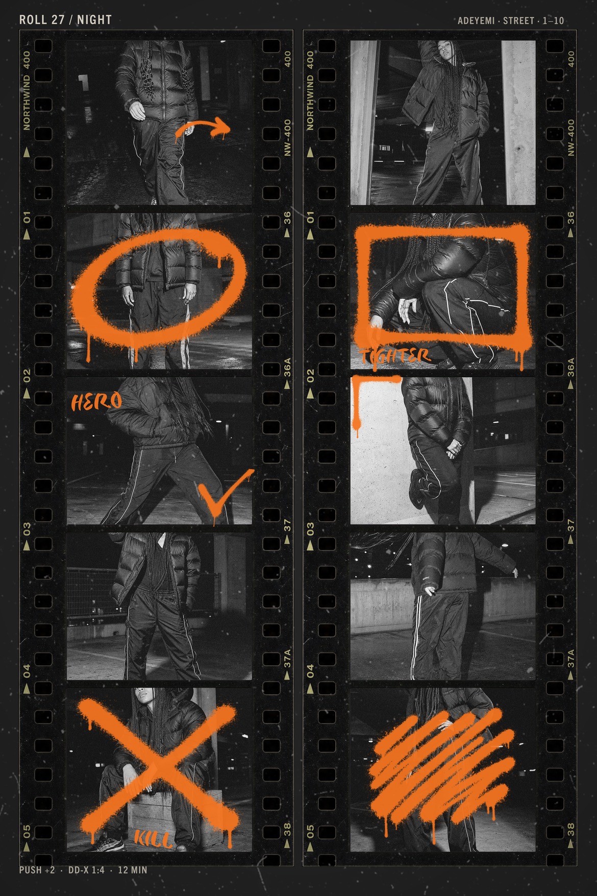 Grunge Film Strip Contact Sheet Template in PSD