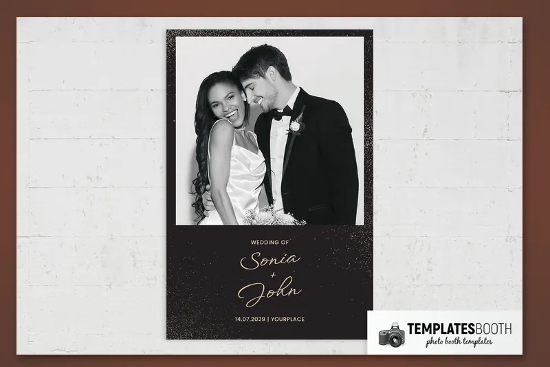 Minimalist Wedding Photo Booth Template V4 photo booth template: portrait wedding print with one photo above wedding text
