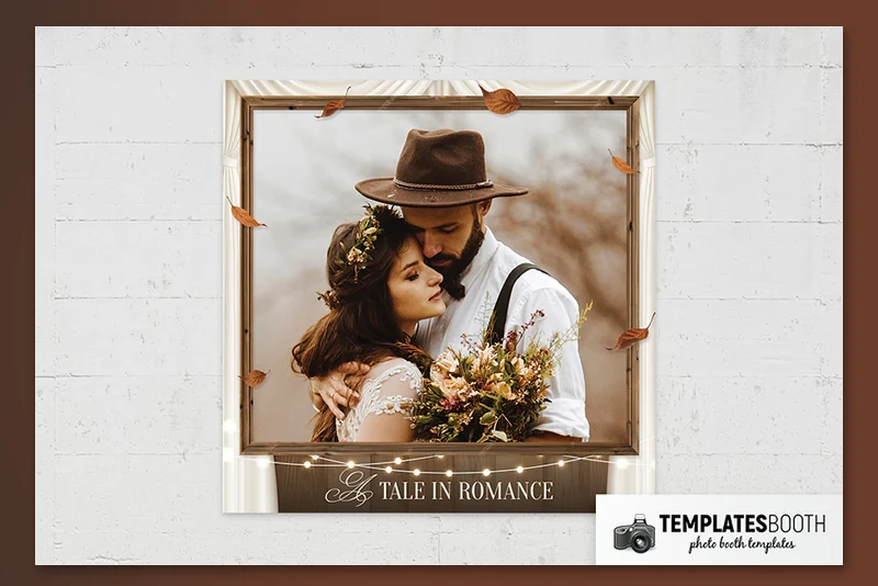 Rustic Barn Wedding photo booth template: square wedding print with one photo and bottom text