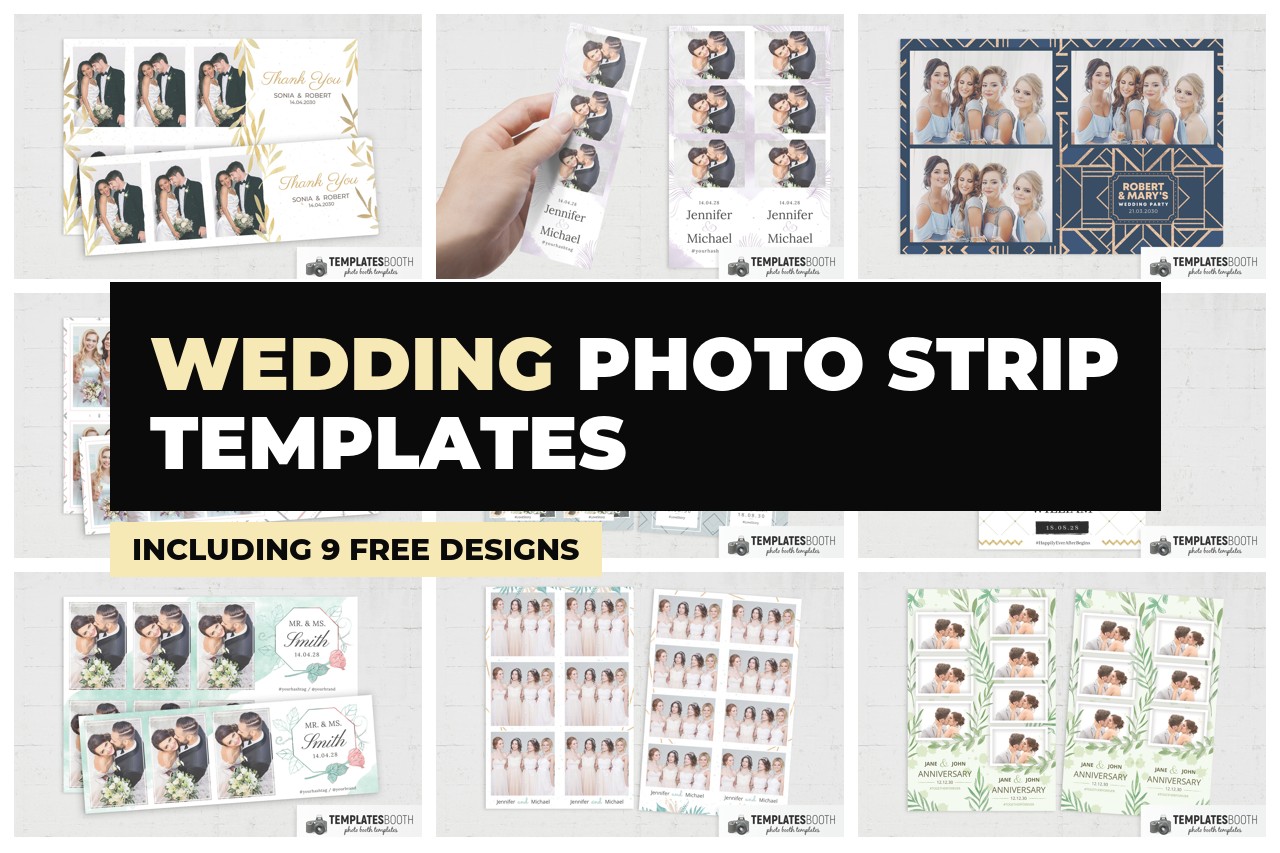 Wedding Photo Strip Templates: 9 Free Designs + 9 More
